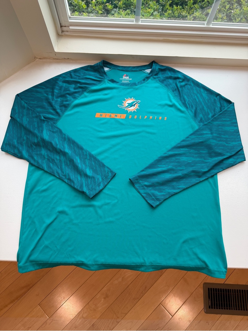 Majestic Teal Miami Dolphins Long Sleeve Cooling Performance Long Shirt XXL